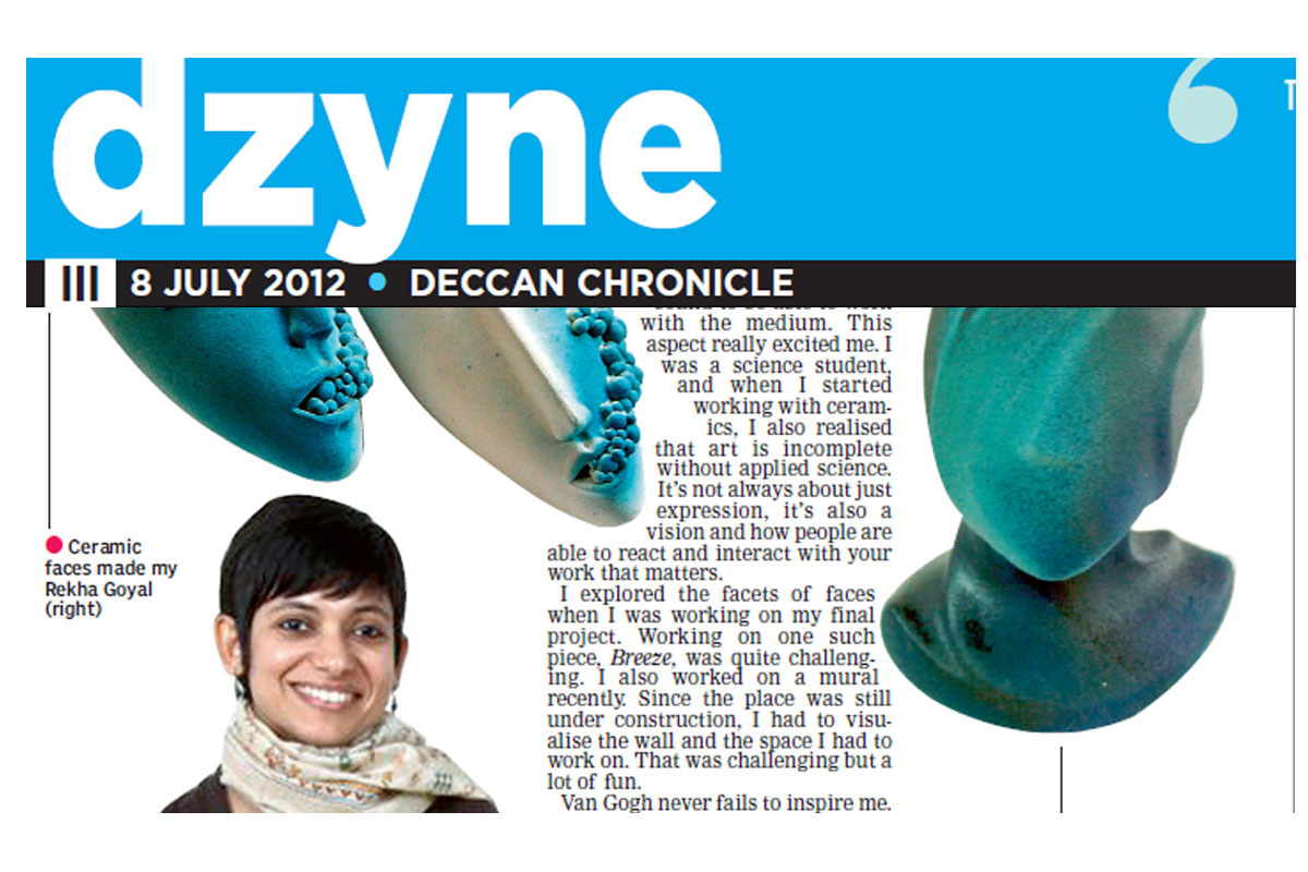 Ceramic Artist Rekha Goyal featured in the Deccan Chronicle