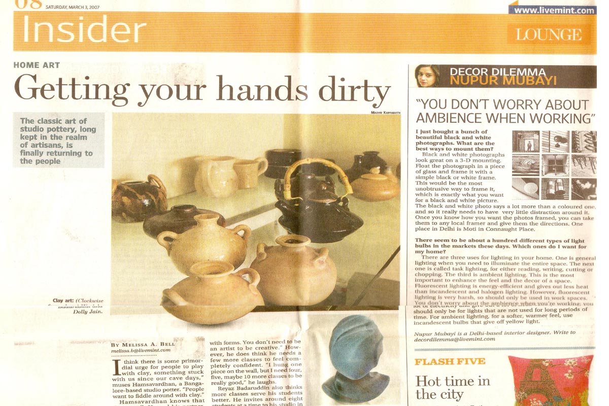 Ceramic Artist Rekha Goyal interviewed by the Mint, WSJ