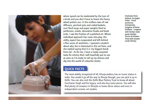 Ceramic Artist Rekha Goyal featured in Jet Wings, in-flight magazine of Jet Airways