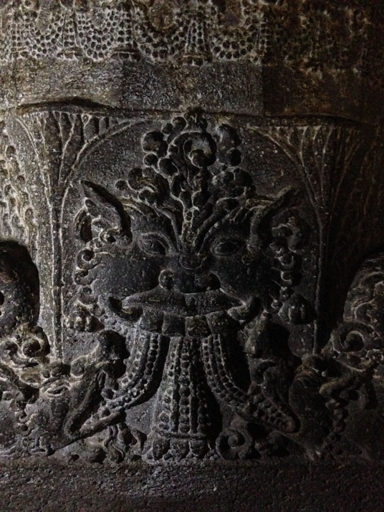 Carvings on the columns, Ajanta